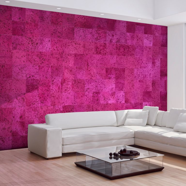 Dyed Cowhide Wall Panel Fuchsia Devore Patchwork