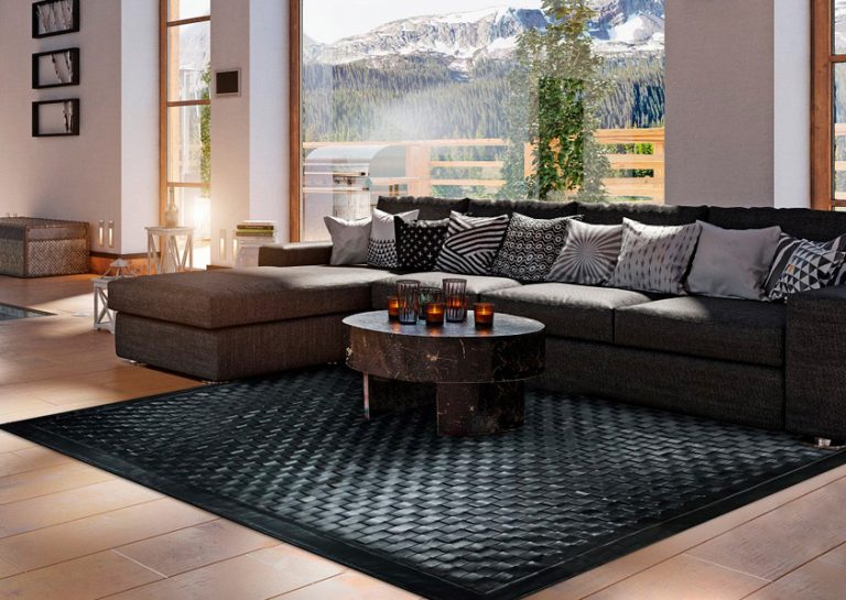 Woven Leather Rug, Basket Weave Leather Rug, Braided Leather Rug