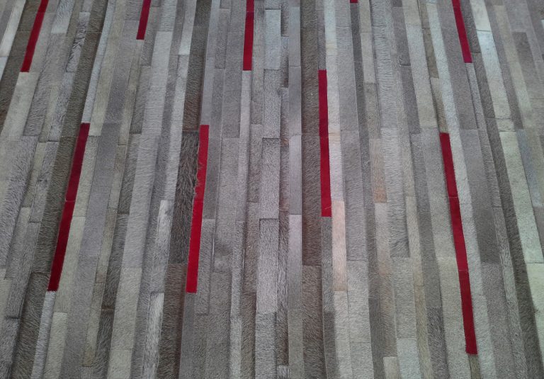 Custom Hide Rugs / Custom Cowhide Patchwork Rugs combining Natural Grey with Dyed colors