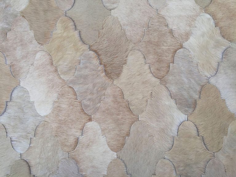 Accent Hair on Hide Rug / Patchwork Rugs in Neutral Colors for Interior Design