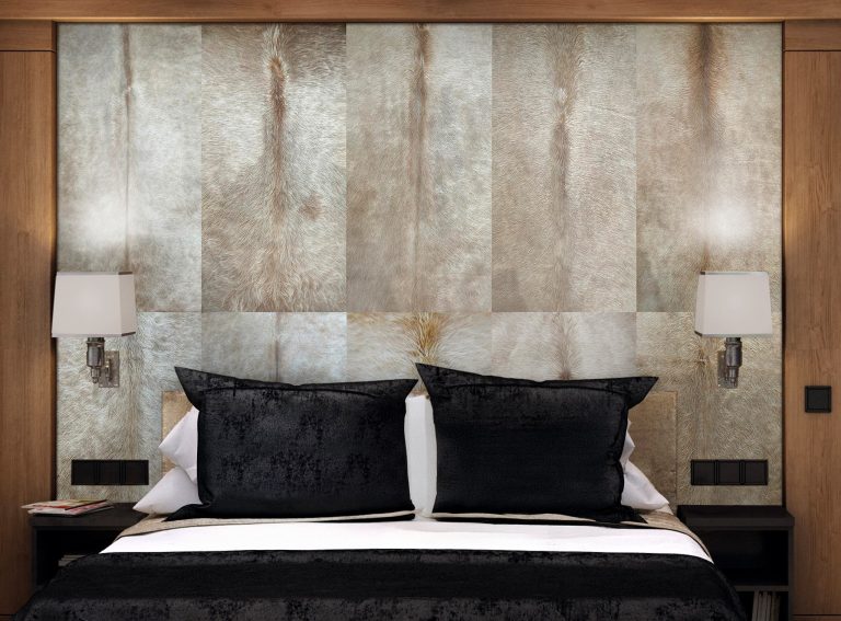 Large Cowhide Wall Tiles with the spine add a luxury touch and warmth for interior design applications