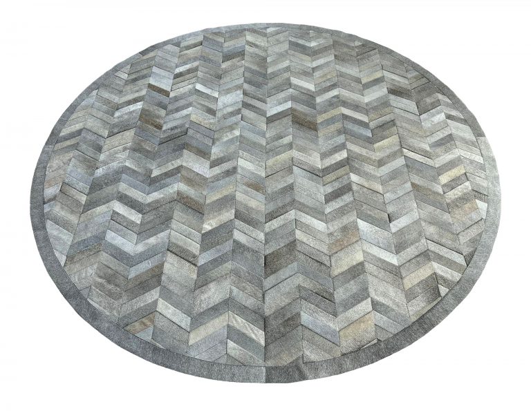 Off White and Grey Cowhide Hide Rugs add texture and warmth in neutral colors to interior design projects