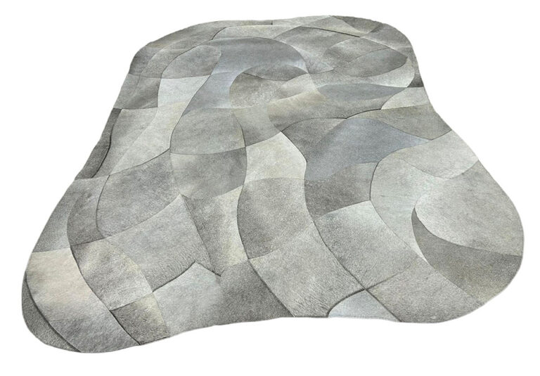 Irregular Shaped Rug - Large Patches - Mixed Grey Tones